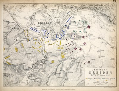 Map of the Battle of Dresden, published by William Blackwood and Sons, Edinburgh and London, 1848 by Alexander Keith Johnston